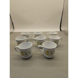 CORELLE by CORNING Vintage APRIL FLOWERS Set 8 Coffee Tea Cup Mug Retro USA EUC
